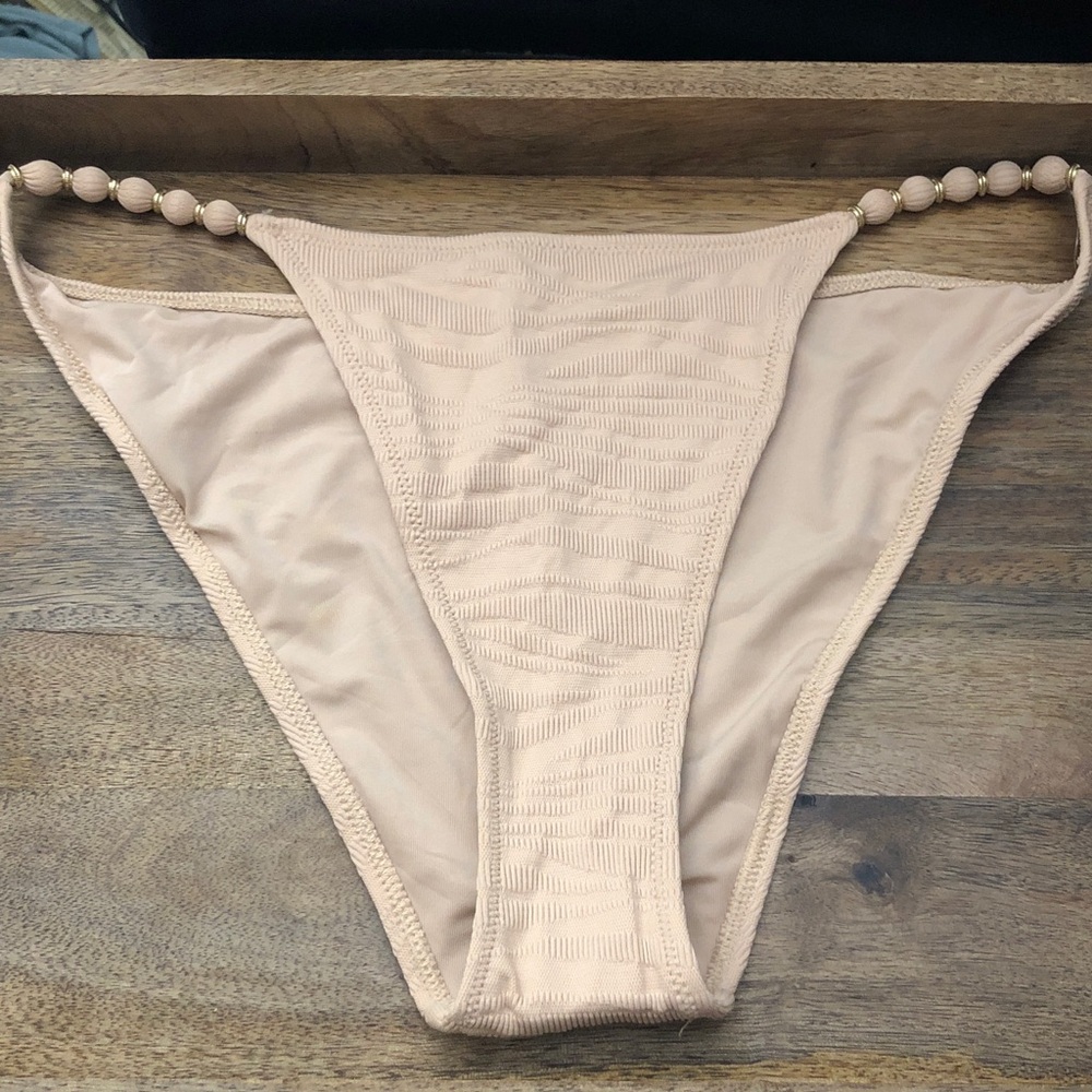 aerie Beige Beaded-Side Womens Bikini Bottoms